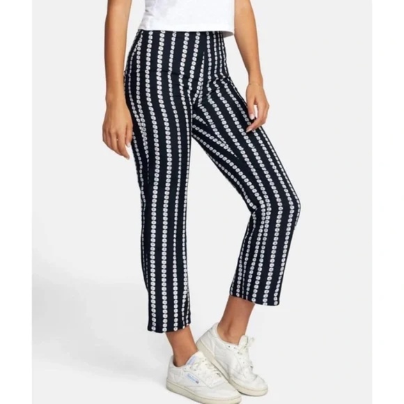 RVCA NWT Linen Blend Drip Pant Dice Print 29 - Picture 2 of 9